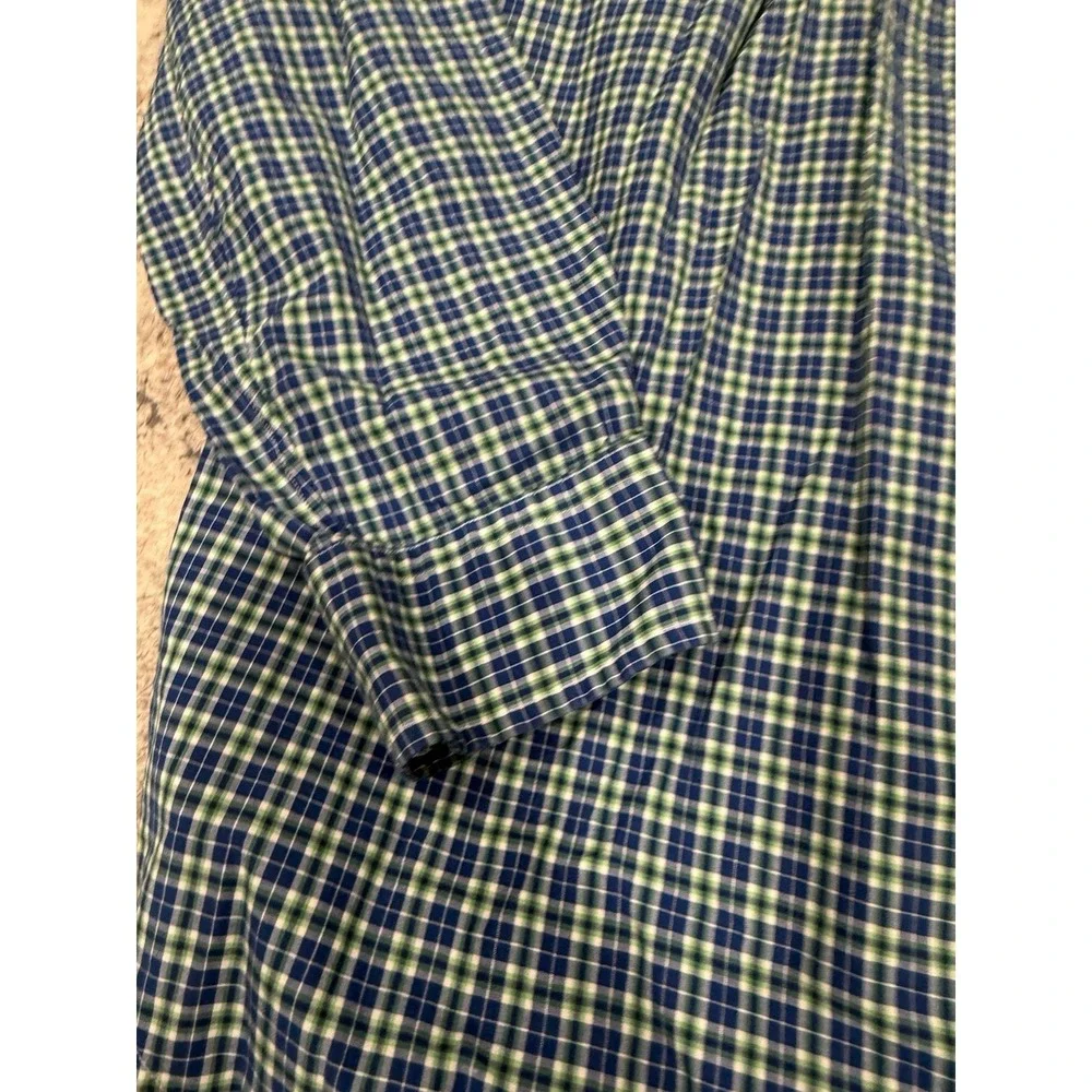 Ralph Lauren Polo Shirt Mens Medium Classic Fit Pony Long Sleeve Green BluePlaid
